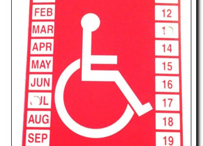 Temporary Handicap Parking Placard